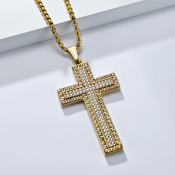 Halsband med kors Svart Guld
