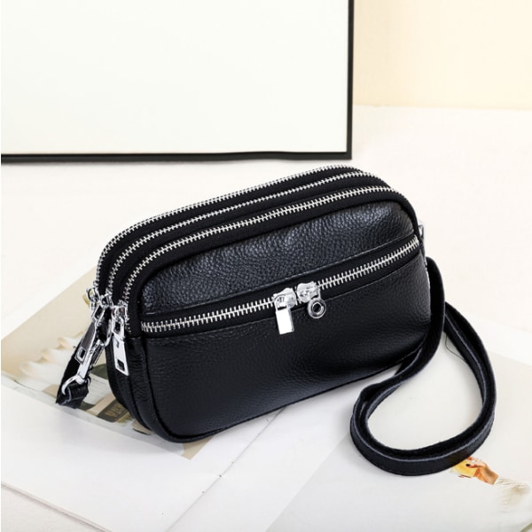 Crossbody-Väska med Tre Dragkedjor Svart