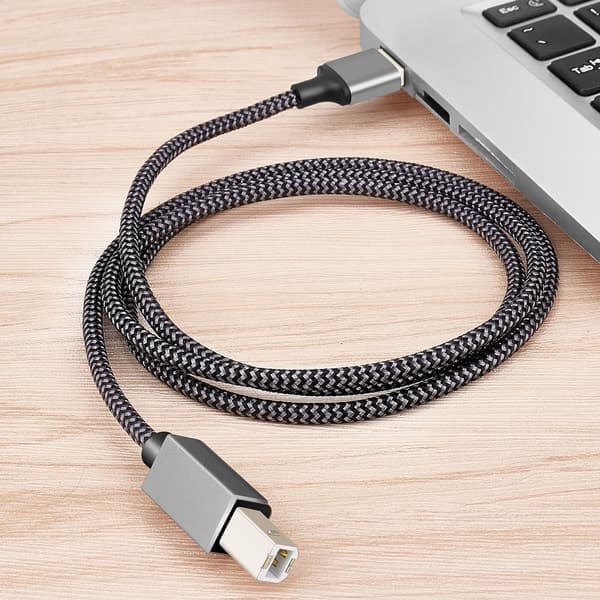 Skrivarkabel USB till B-kontakt, Nylonflätad Datakabel för Skrivare - 1/2/3/5M Grå 3 m 3 m