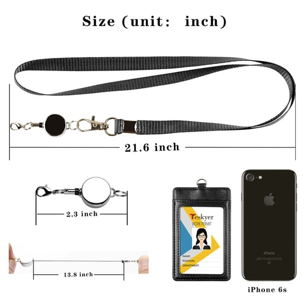 Kortholder Lodret PU Læder Badge Holder Black Black