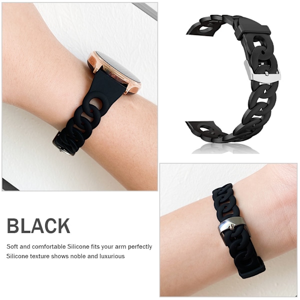 Silikonerem til smartwatch - kompatibel med Samsung & Huawei Sort M