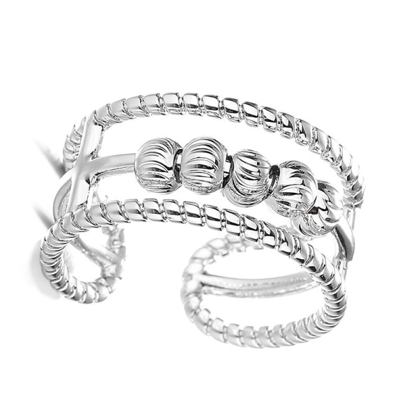 Anti-stress ring med drejelige perler justerbare Sølv Sølv