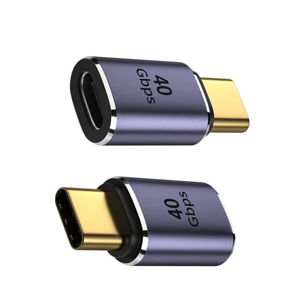 TYPE-C Naaras - TYPE-C Uros Suora Adapteri, 2 kpl - 40 Gbps Tiedonsiirto