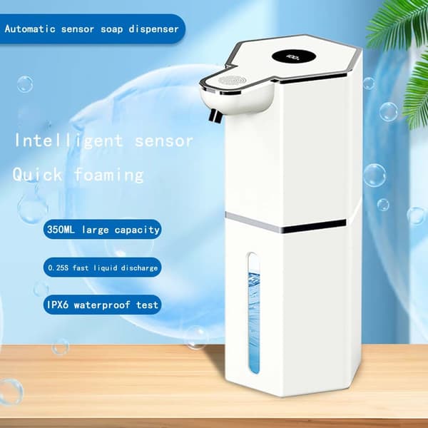 Automatisk sæbedispenser med skærm - Skumversion til køkken og badeværelse White White