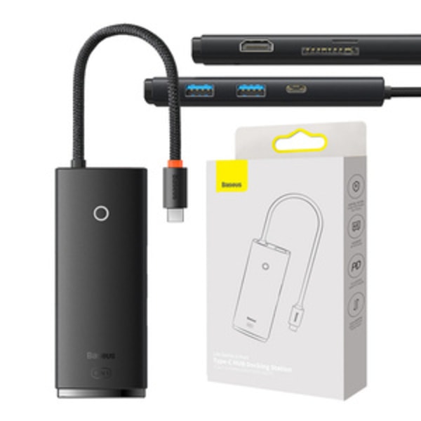 Hub Baseus OS Lite 6-port (Type-C til HDMI+USB3.0*2+PD+SD/TF) (sort)
