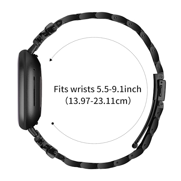 Glittrande fjärilsarmband för Fitbit Versa 3/4 med tre strass Svart