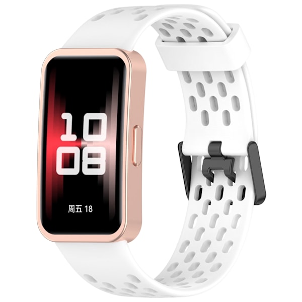 Udskiftningsrem til Huawei Band 10/9/8 - åndbart design med huller Hvid