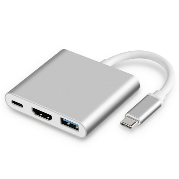 3-i-1 USB-C Hub med HDMI, USB 3.0 og PD-opladning