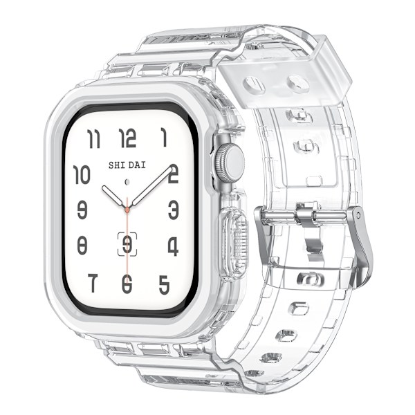 Silikone sportsarmbånd til Apple Watch Series 9/10, 46mm, Transparent Sort Hvid