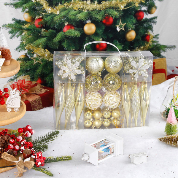 Jul Nyt specialformet galvaniseret kuglepynt dekorationssæt Guld