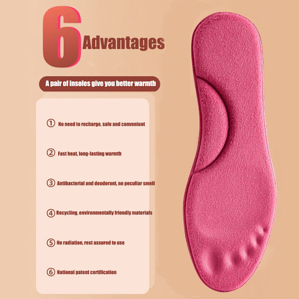 Självuppvärmande innersula med konstant temperatur 1 par Fuchsia 39/40