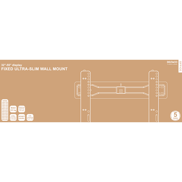 Office Ultra-Slim Fixed wall mount, 32"-55", 35 kg, black