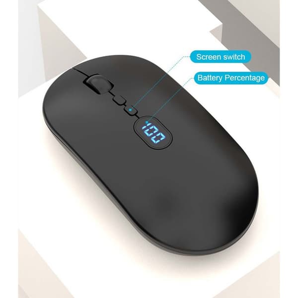 Trådløs USB Bluetooth-mus med digitalt display - 2,4G + Bluetooth Dual Mode genopladelig mus Black Black