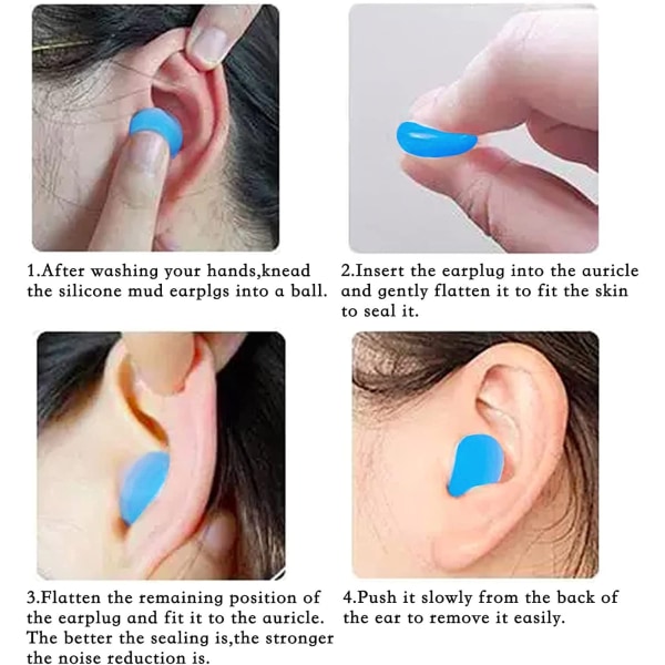 INF 12-pack ljudisolerande öronproppar i silikon Blå Blå