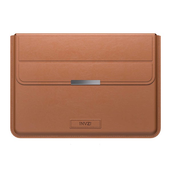 INVZI läderfodral / skal med stativfunktion för MacBook Pro/Air 13"/14" (brun)