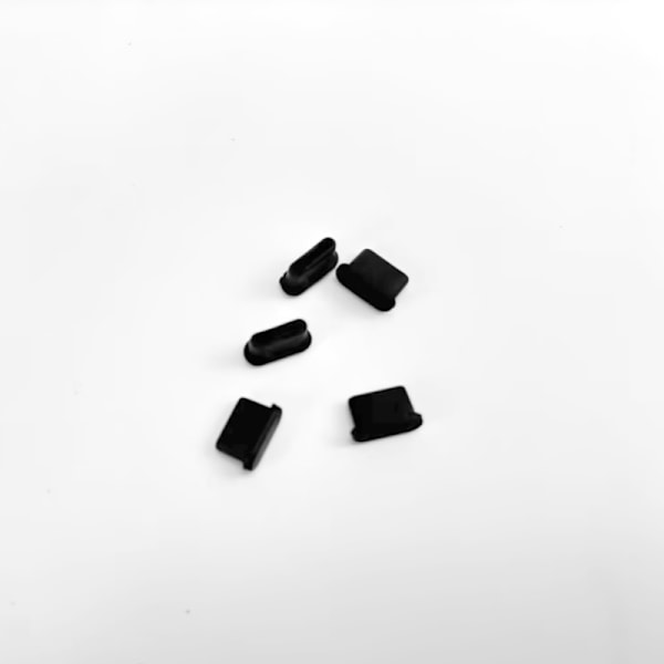 USB-C-pölytulpat matkapuhelimille ja kannettaville tietokoneille, 5 kpl Musta