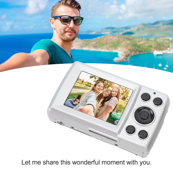 1080P, 16 MP Kompakt Digitalkamera med 2,4-Tums Skärm - 32GB Silver