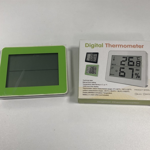 Digitalt indendørs termometer, hygrometer Grøn