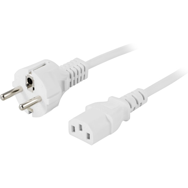 Device cable PC & wall straight CEE 7/7 & IEC C13 1m white