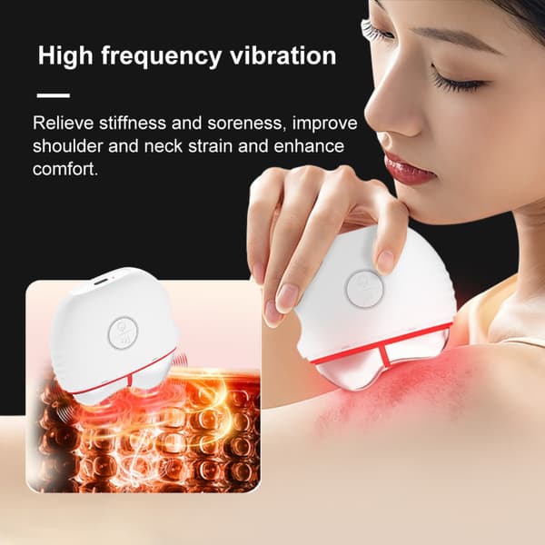 Elektrisk EMS-gua sha-apparat med varmeprobe og farvelys til ansigt og krop White White
