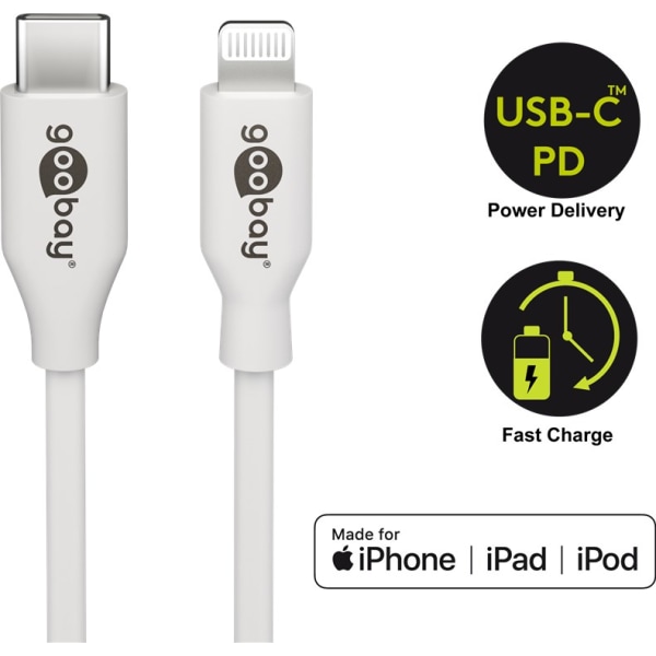 Lightning till USB-C™ laddnings- och synkroniseringskabel, 2 m, vit