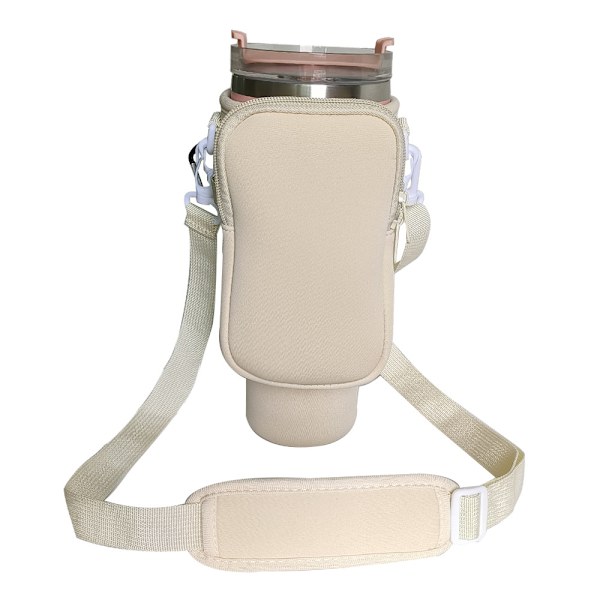 Vesipulloteline irrotettavalla puhelintaskulla Sopii Stanleylle Beige