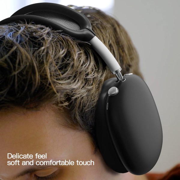 Öronkuddar, skyddsskal och kudde för huvudbåge för Airpods Max hörlurar Svart