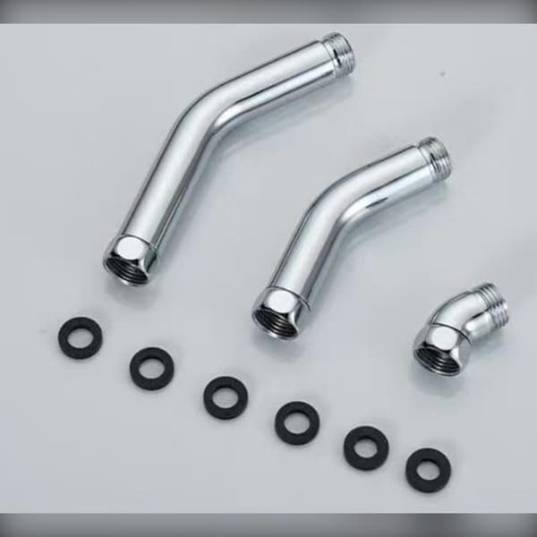 Adjustable Copper Shower Elbow 152mm 135° Rotatable Angle Adapter Silver Finish