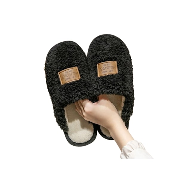 Tofflor i fleece, mysigt och varmt Svart M