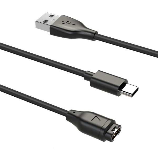 INF 2-i-1 oplader til USB-C mobiltelefon og sportsur Sort 1.2 m Sort 1.2 m