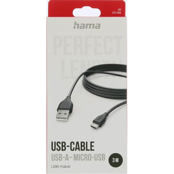 Ladekabel USB-A till Micro-USB Sort 3,0m