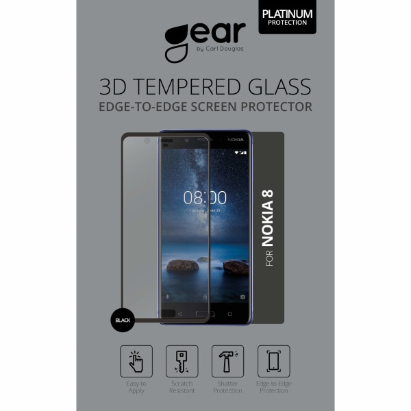 Härdat Glas 3D Full Cover Transp. Nokia 8