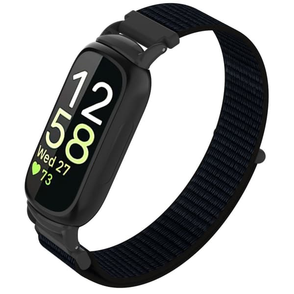 Nylon Loop Hook and Loop Rem Kompatibel med Fitbit Inspire 3 - Fås i Flere Farver Black Black