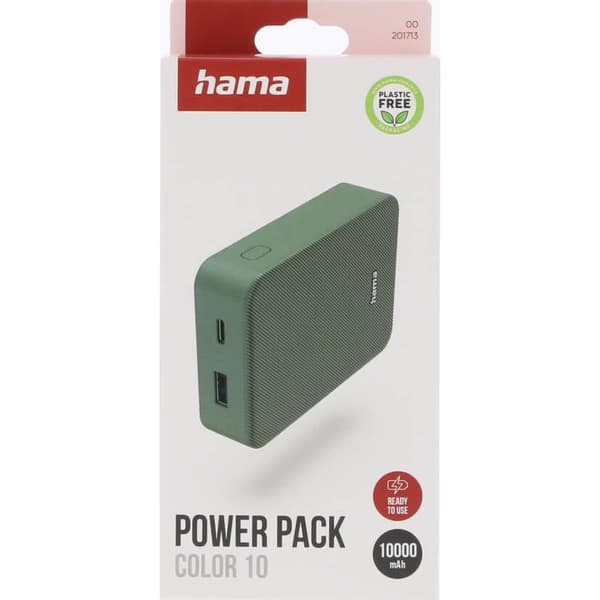 Powerbank Colour 10 10000mAh USB-C+USB-A Grön