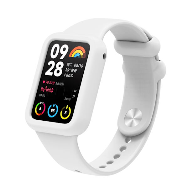 Kellon ranneke ja kotelosarja Xiaomi Mi Band 8 Prolle Valkoinen