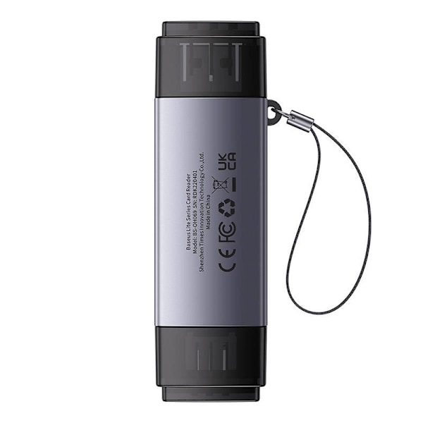 Baseus Lite Series SD/TF minneskortläsare, USB + USB-C (grå)