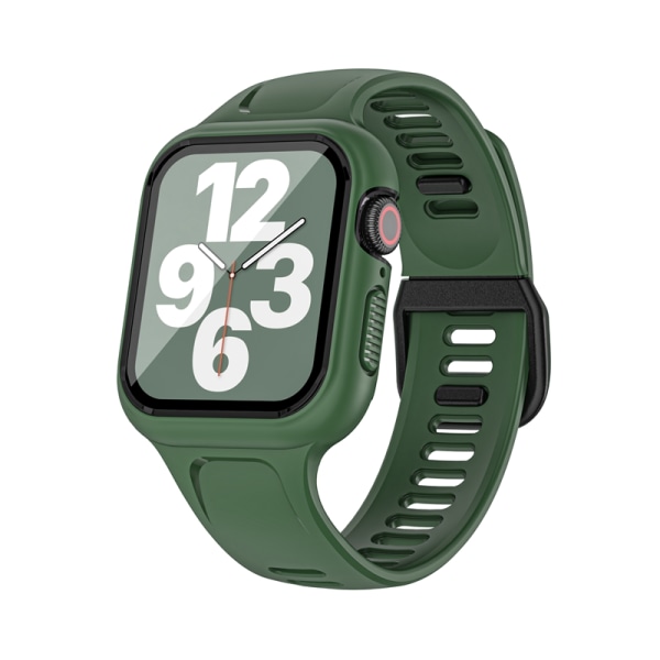 Urrem med skærmbeskytter Apple Watch 4-6 Gen 41/44mm Sort + Grøn