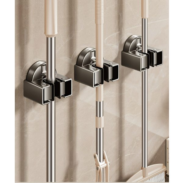 2-pack sugpropp mopphållare, väggmonterad kvasthållare ingen borrning Grey Grey