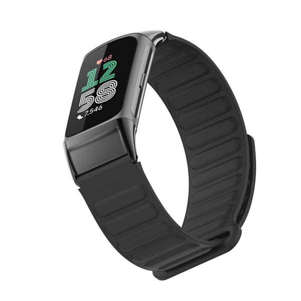 Stilfuldt magnetisk silikonearmbånd til Fitbit Charge 6 Sort