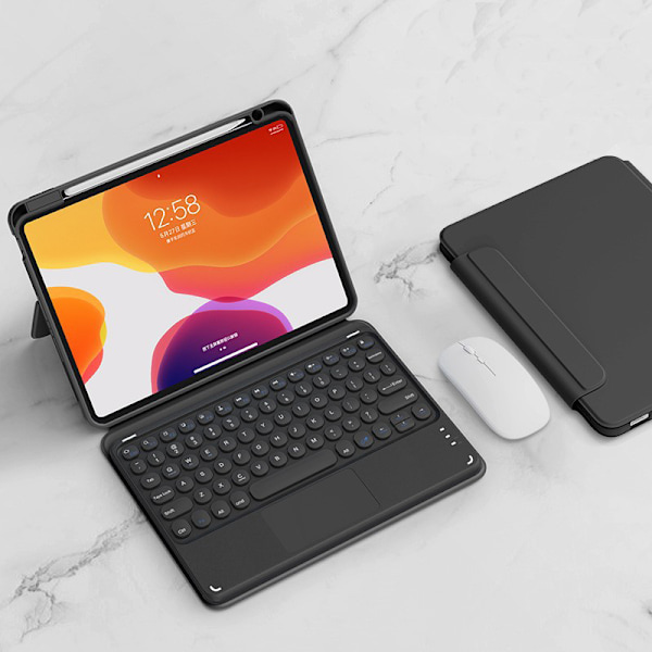 Löstagbart Bluetooth-Tangentbordsfodral för iPad iPad Pro10.2/10.5/Air3 Svart