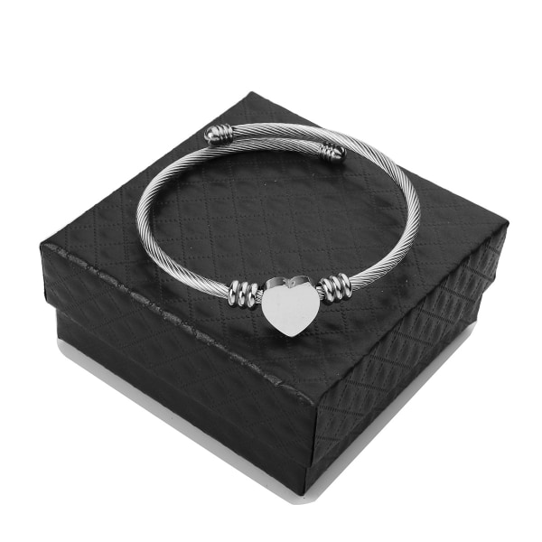 Rostfritt ståltråd Flätat hjärtformat armband Silver