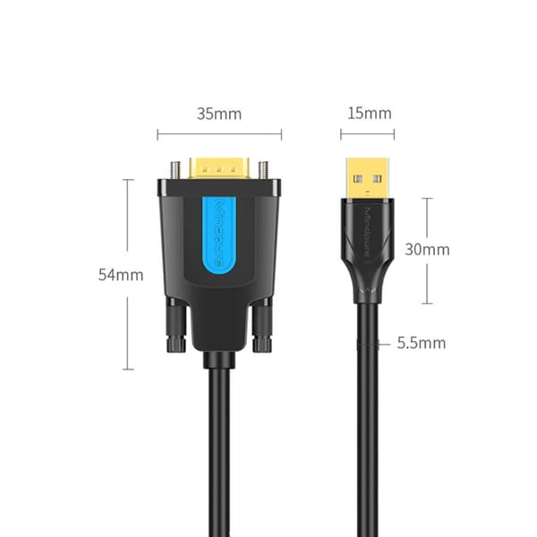 USB til RS232-serielt kabel med DB9-han til DB9-han-stik til printere og kompatible enheder, hurtig stabil dataoverførsel 1 m 1 m
