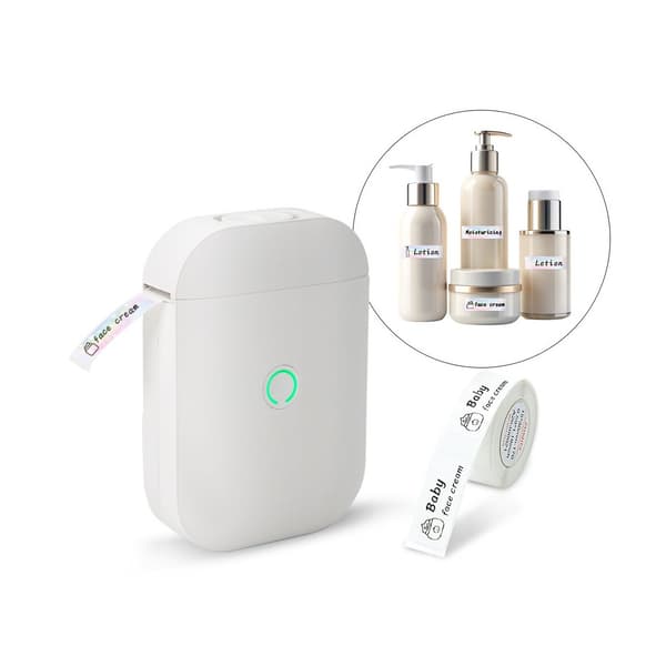 Mini Bluetooth termisk etiketprinter D11 – bærbar blækfri labelprinter 203DPI med indbygget 1500mAh batteri White White