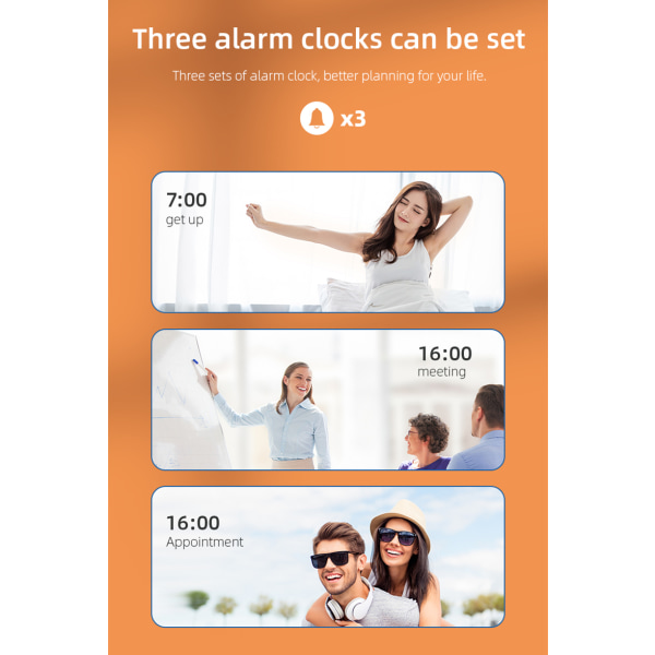 INF Digital LED väckarklocka med trådlös laddare/termometer Silver