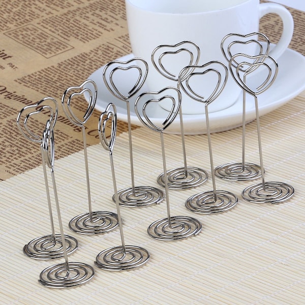 10 pakke hjerteformede papirclips Memo Holder Note Holder Sølv