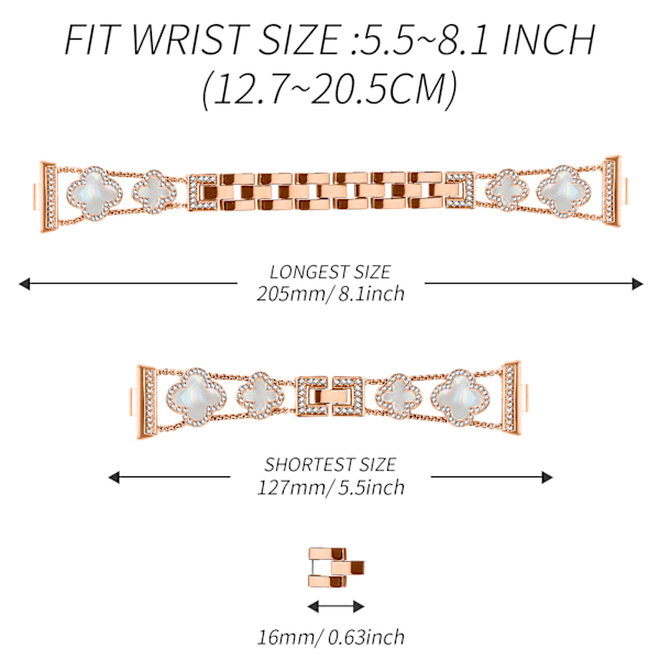 Huawei Fit 3 Clover Chain Strap Rose guld