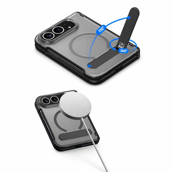 Foldbart magnetisk telefonetui med roterbart stativ, kompatibelt med iPhone Duo Black Black