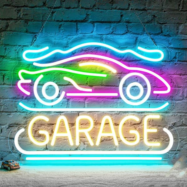LED Bilskylt - 42x32.7cm Akryl Garage Dekor USB-driven Neonljus