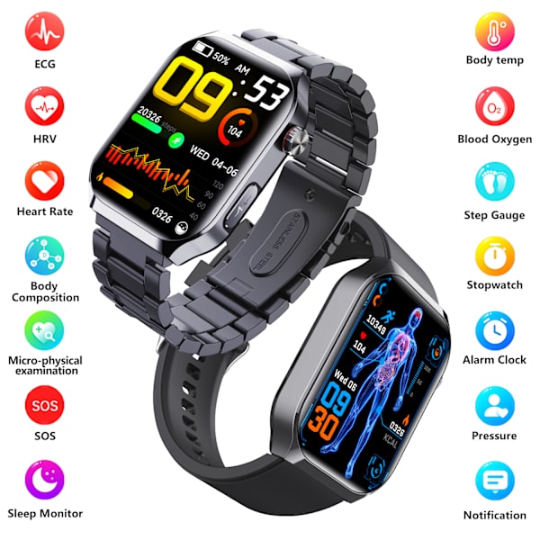F700 Smartwatch: Avanceret sundhedsovervågning og fitness Sort