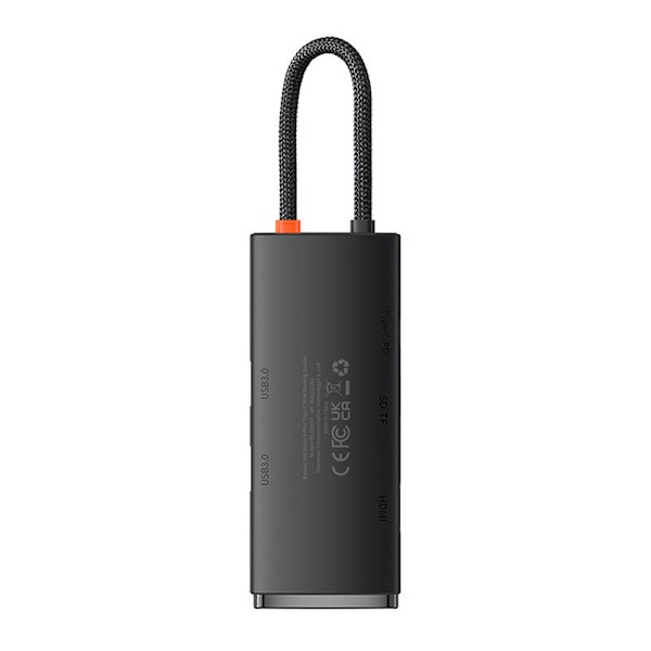 Hub Baseus OS Lite 6-portti (C-tyyppi HDMI+USB3.0*2+PD+SD/TF) (musta